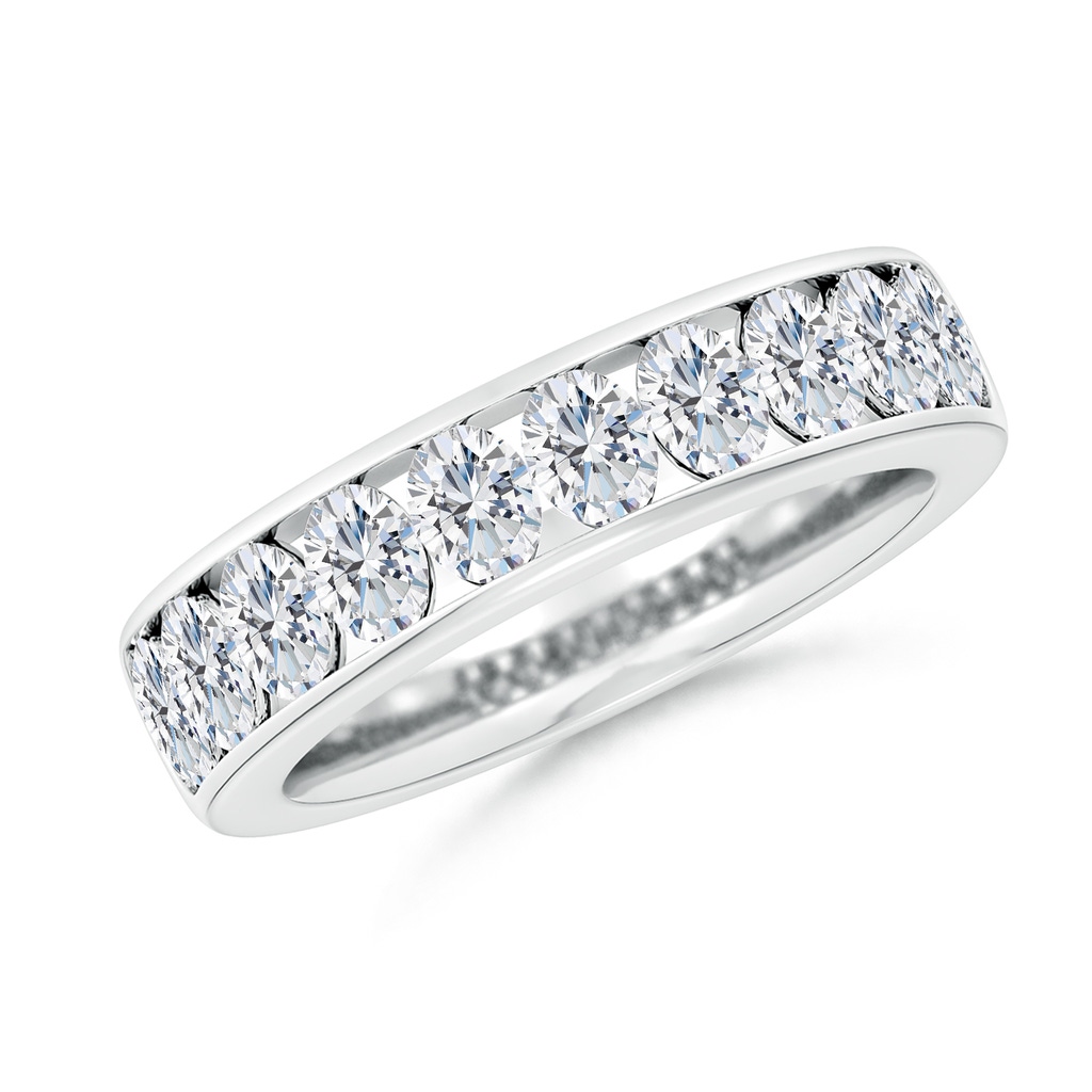 4x3mm FGVS Lab-Grown Channel-Set Oval Diamond Half Eternity Wedding Band in White Gold