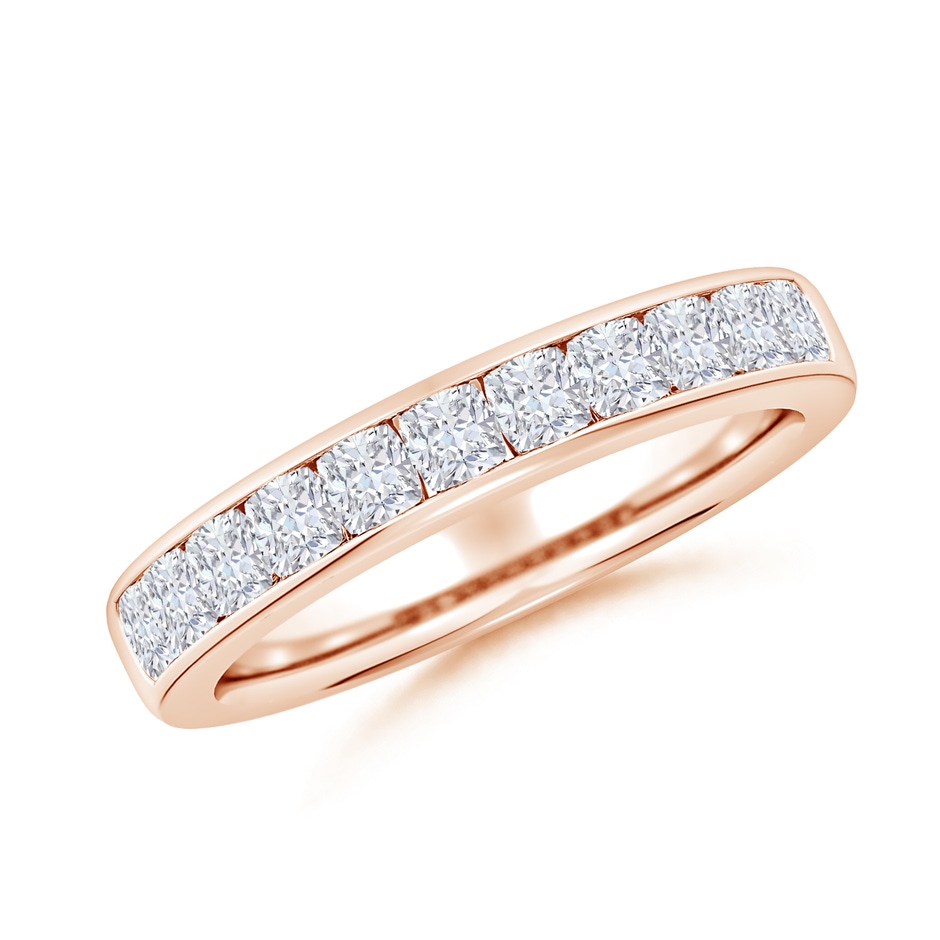 2.5mm FGVS Lab-Grown Channel-Set Cushion Diamond Half Eternity Wedding Band in Rose Gold 