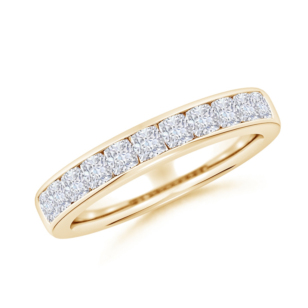 2.5mm FGVS Lab-Grown Channel-Set Cushion Diamond Half Eternity Wedding Band in Yellow Gold