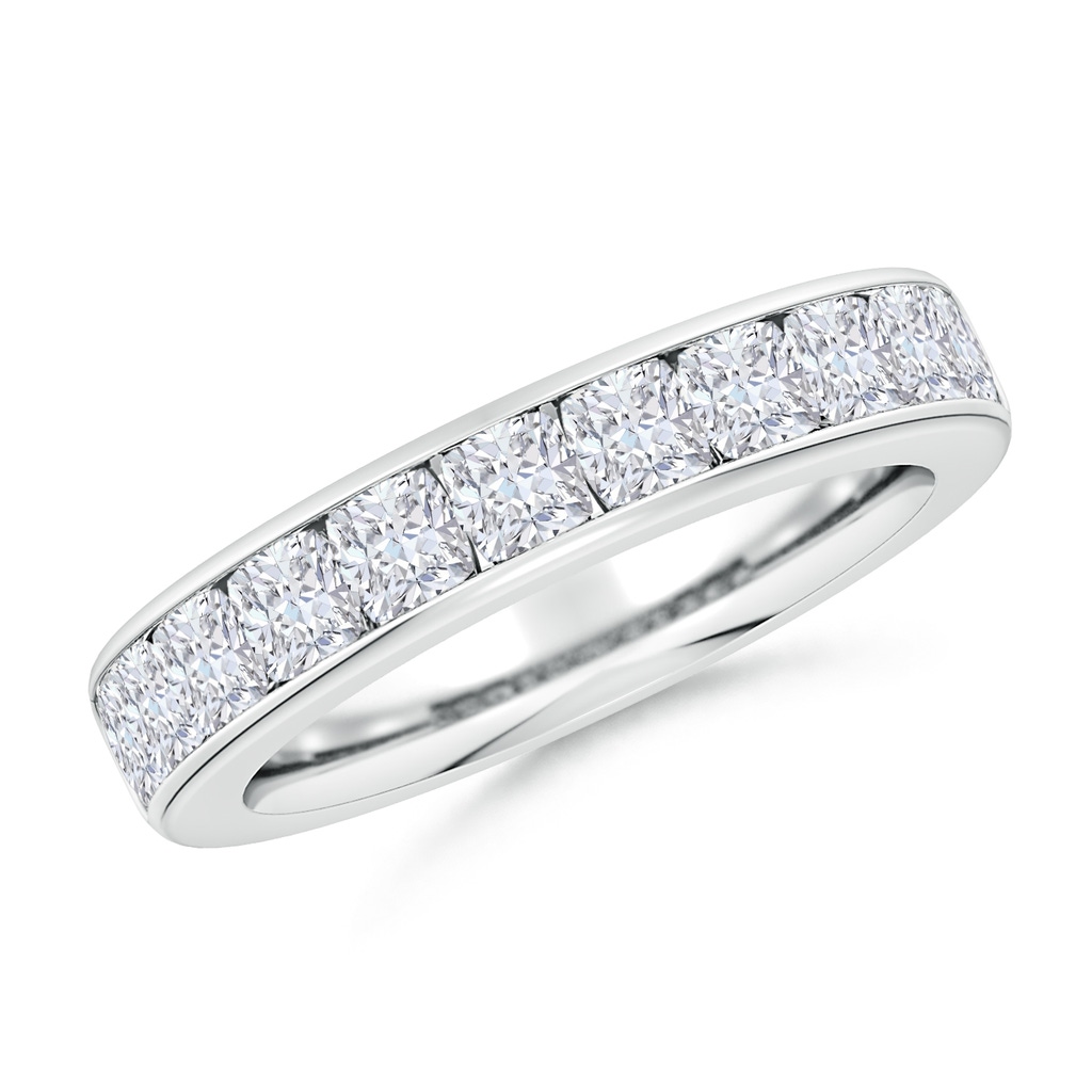 3mm FGVS Lab-Grown Channel-Set Cushion Diamond Half Eternity Wedding Band in White Gold