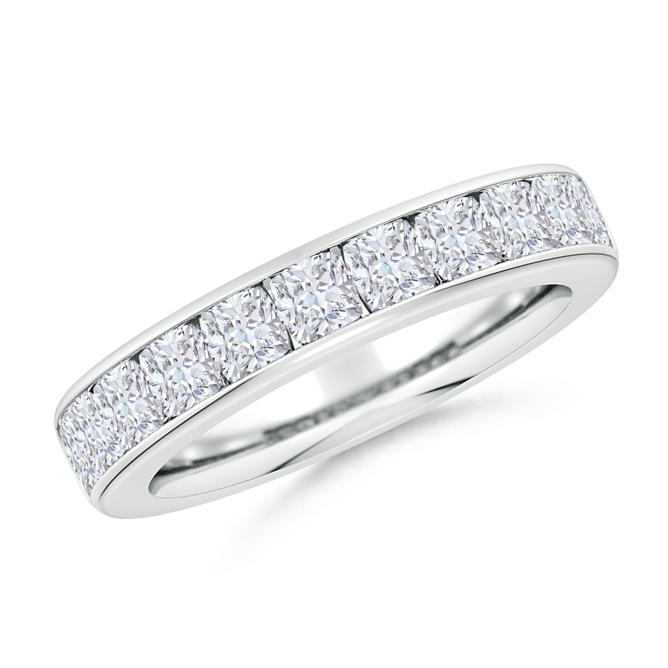 3mm FGVS Lab-Grown Channel-Set Cushion Diamond Half Eternity Wedding Band in White Gold 