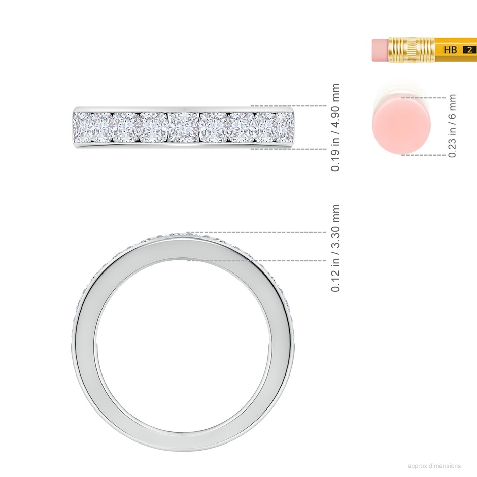 3mm FGVS Lab-Grown Channel-Set Cushion Diamond Half Eternity Wedding Band in White Gold ruler