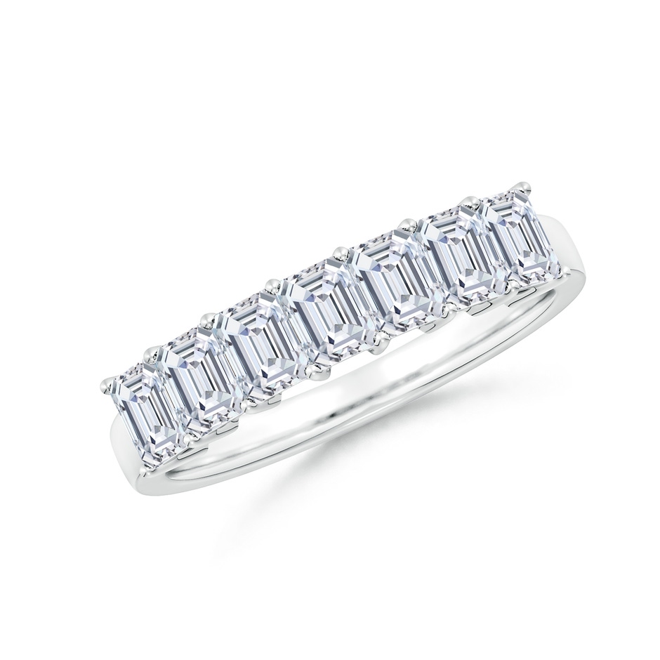 4x3mm FGVS Lab-Grown Prong-Set Emerald-Cut Diamond Seven Stone Wedding Band in P950 Platinum 