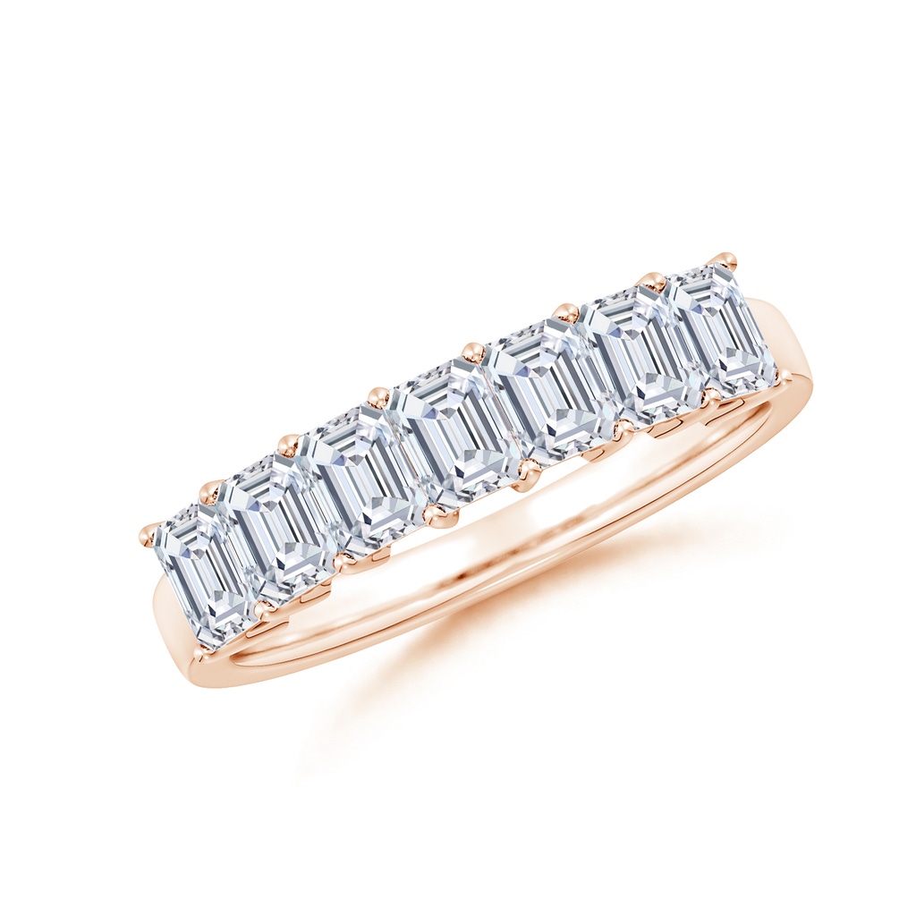 4x3mm FGVS Lab-Grown Prong-Set Emerald-Cut Diamond Seven Stone Wedding Band in Rose Gold