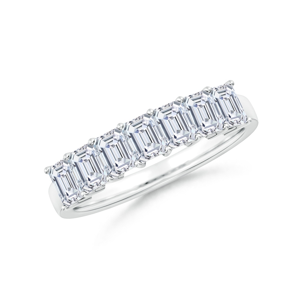 4x3mm FGVS Lab-Grown Prong-Set Emerald-Cut Diamond Seven Stone Wedding Band in White Gold 