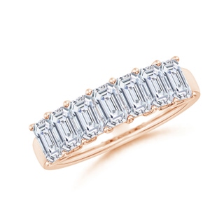 5x3mm FGVS Lab-Grown Prong-Set Emerald-Cut Diamond Seven Stone Wedding Band in Rose Gold