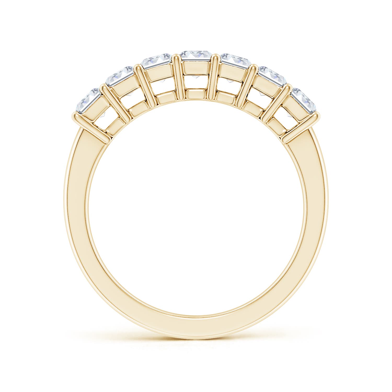 5x3mm FGVS Lab-Grown Prong-Set Emerald-Cut Diamond Seven Stone Wedding Band in Yellow Gold - side 2