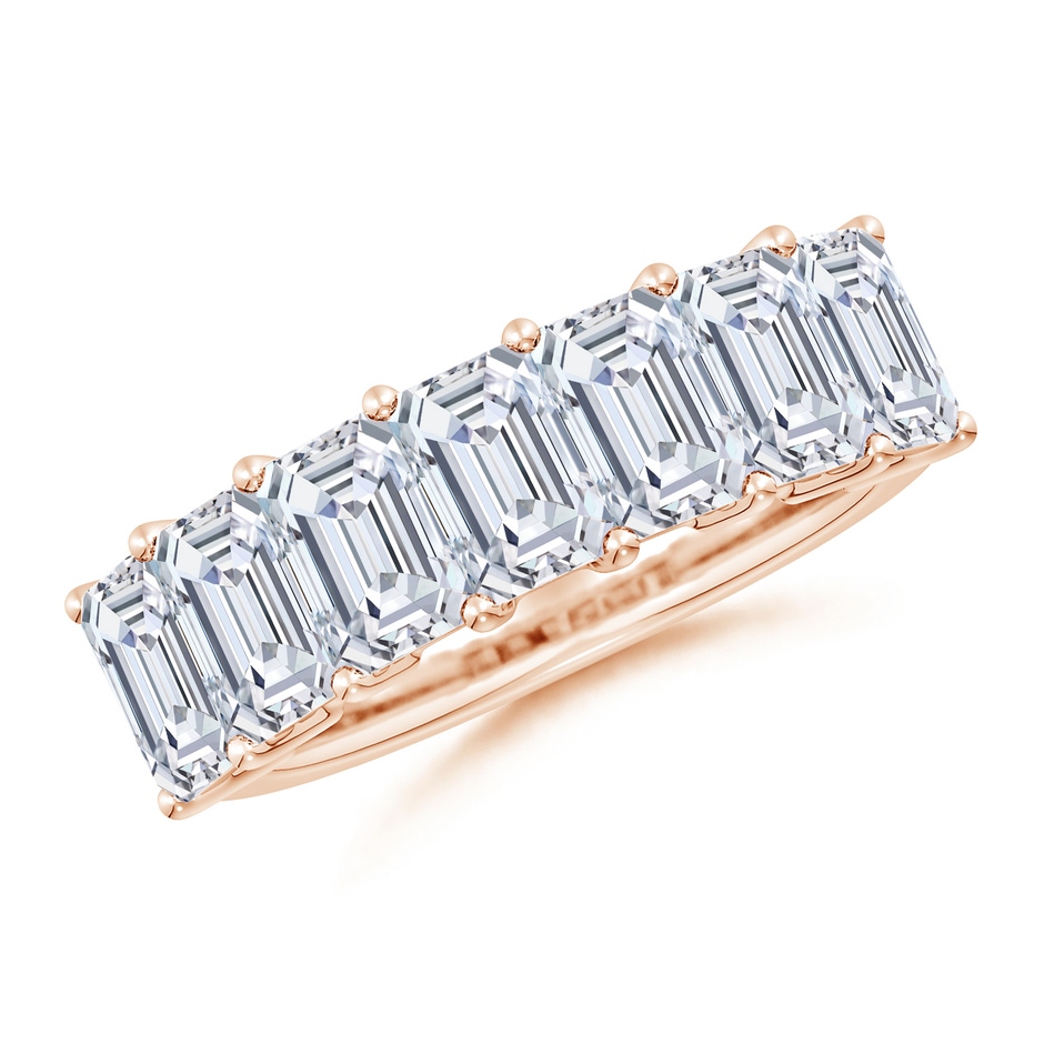 6x4mm FGVS Lab-Grown Prong-Set Emerald-Cut Diamond Seven Stone Wedding Band in 18K Rose Gold 