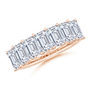 6x4mm FGVS Lab-Grown Prong-Set Emerald-Cut Diamond Seven Stone Wedding Band in Rose Gold