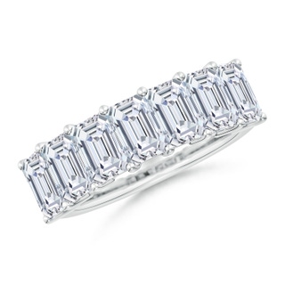 6x4mm FGVS Lab-Grown Prong-Set Emerald-Cut Diamond Seven Stone Wedding Band in S999 Silver