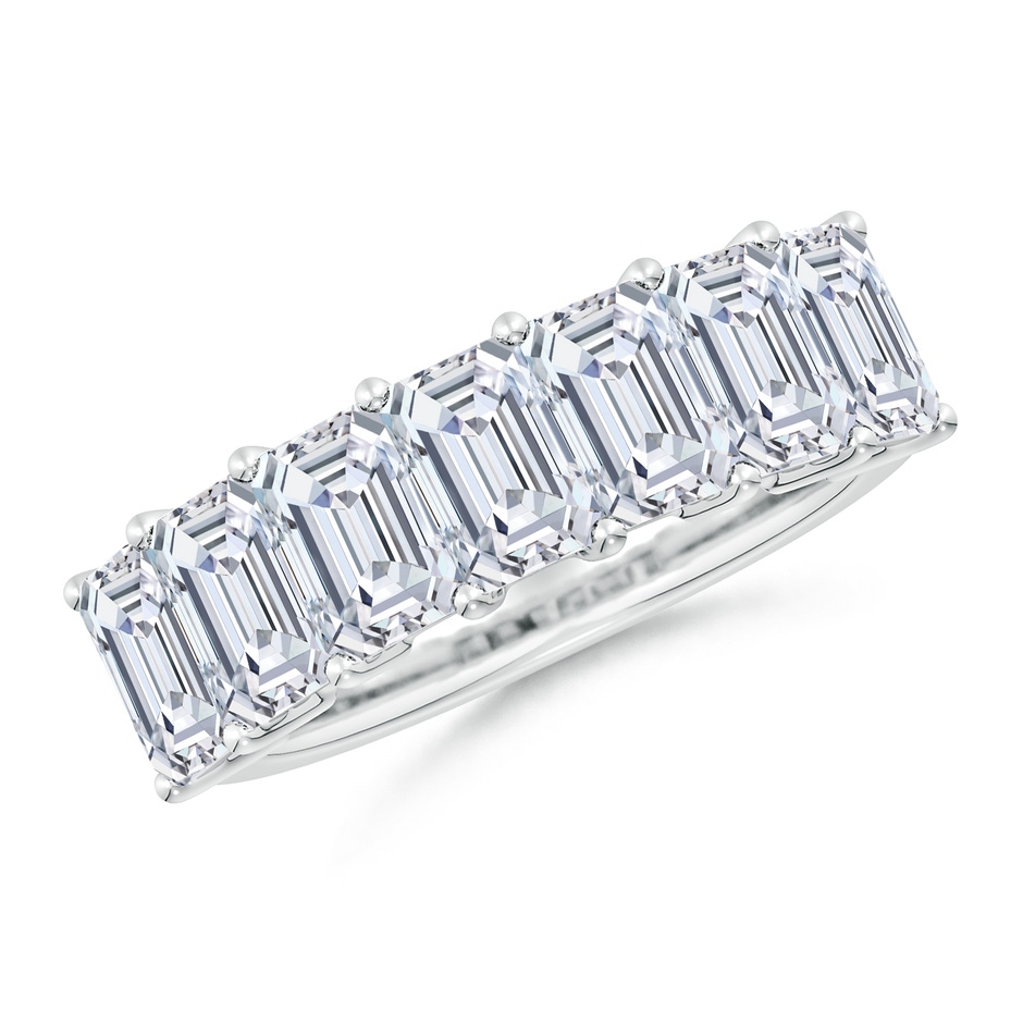 6x4mm FGVS Lab-Grown Prong-Set Emerald-Cut Diamond Seven Stone Wedding Band in White Gold 