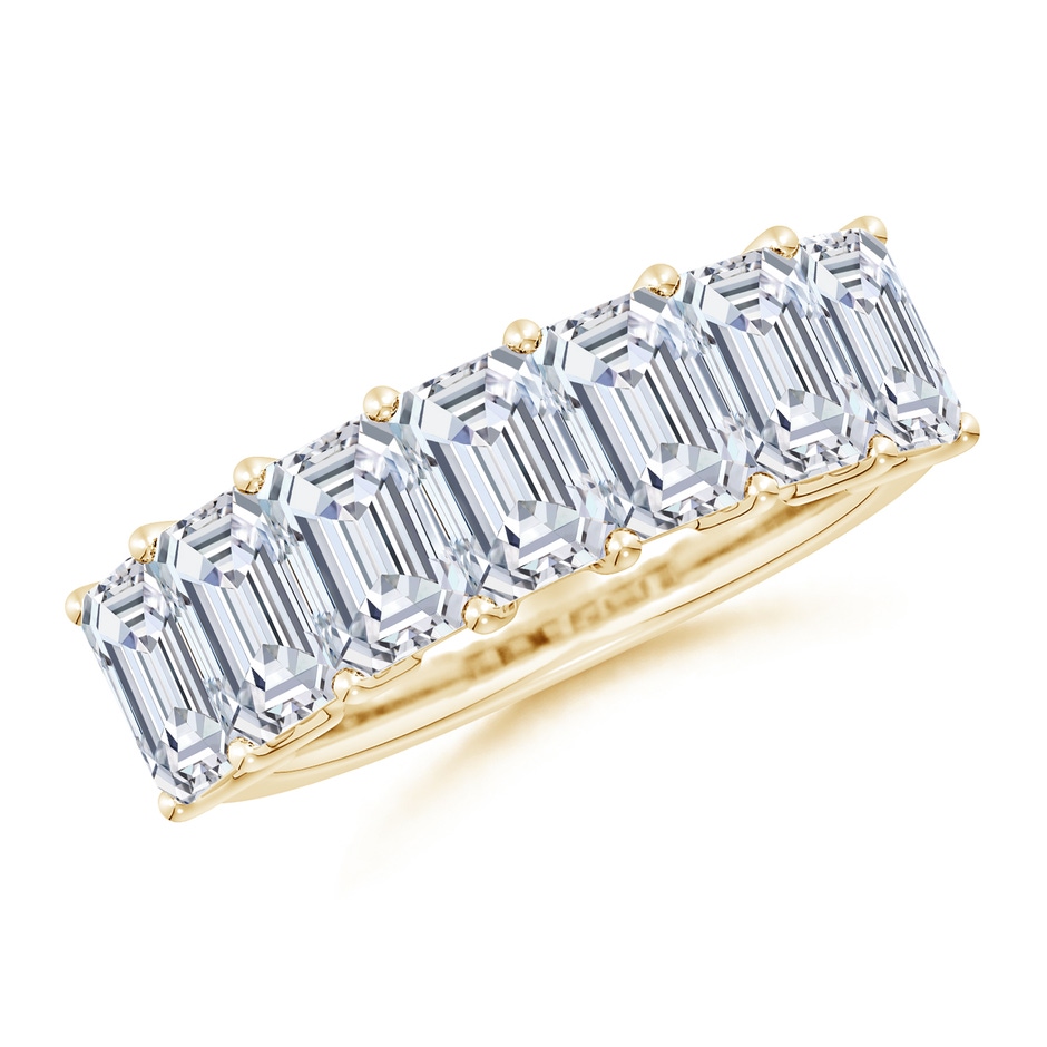 6x4mm FGVS Lab-Grown Prong-Set Emerald-Cut Diamond Seven Stone Wedding Band in Yellow Gold 