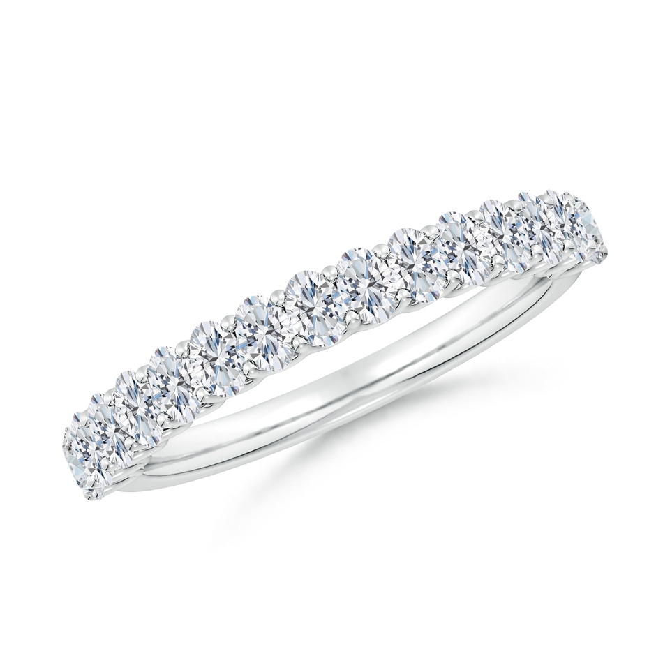 3x2mm FGVS Lab-Grown Shared Prong-Set Oval Diamond Half Eternity Wedding Band in P950 Platinum 