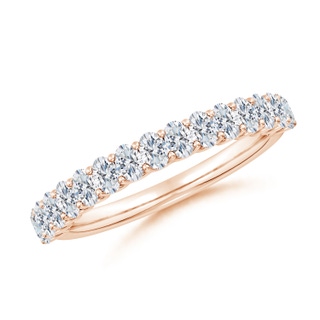 3x2mm FGVS Lab-Grown Shared Prong-Set Oval Diamond Half Eternity Wedding Band in Rose Gold