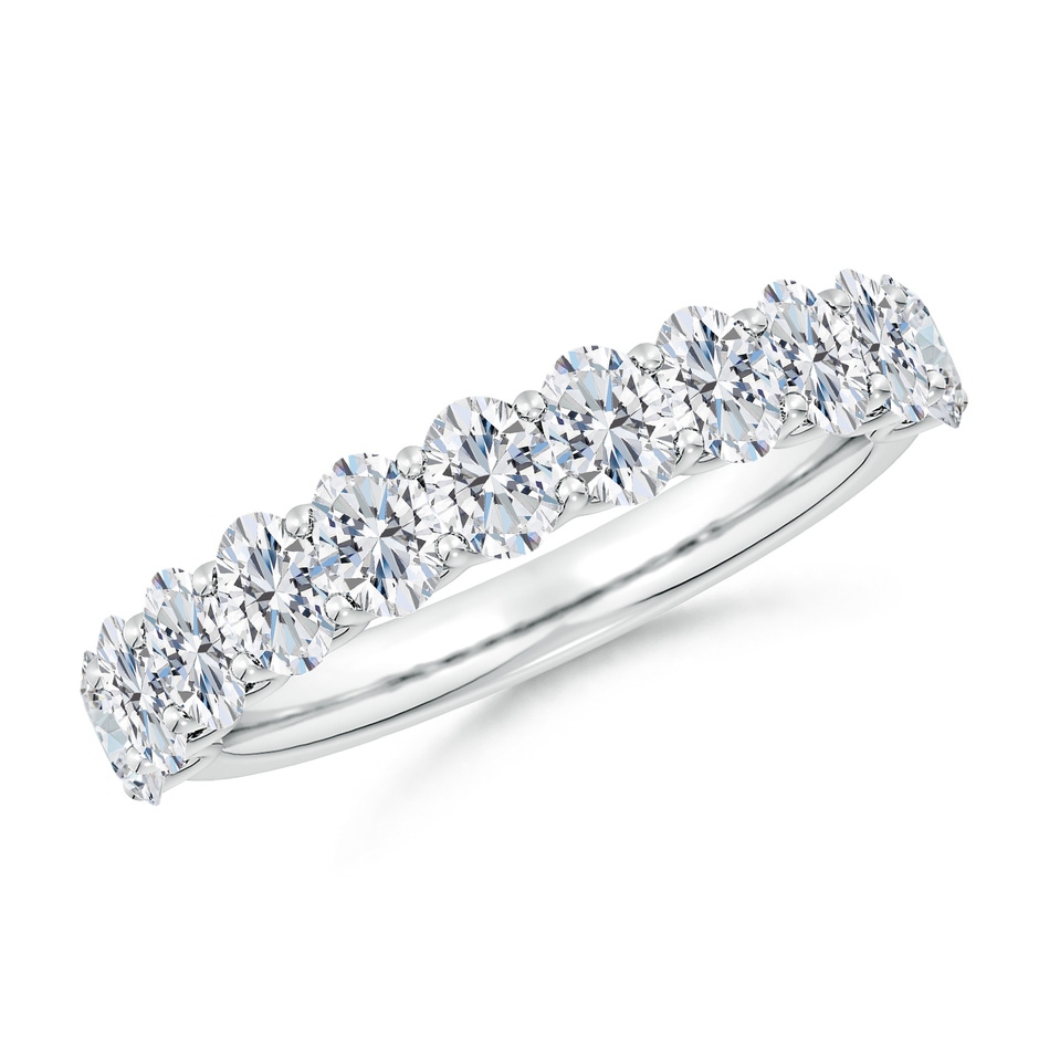 4x3mm FGVS Lab-Grown Shared Prong-Set Oval Diamond Half Eternity Wedding Band in S999 Silver 