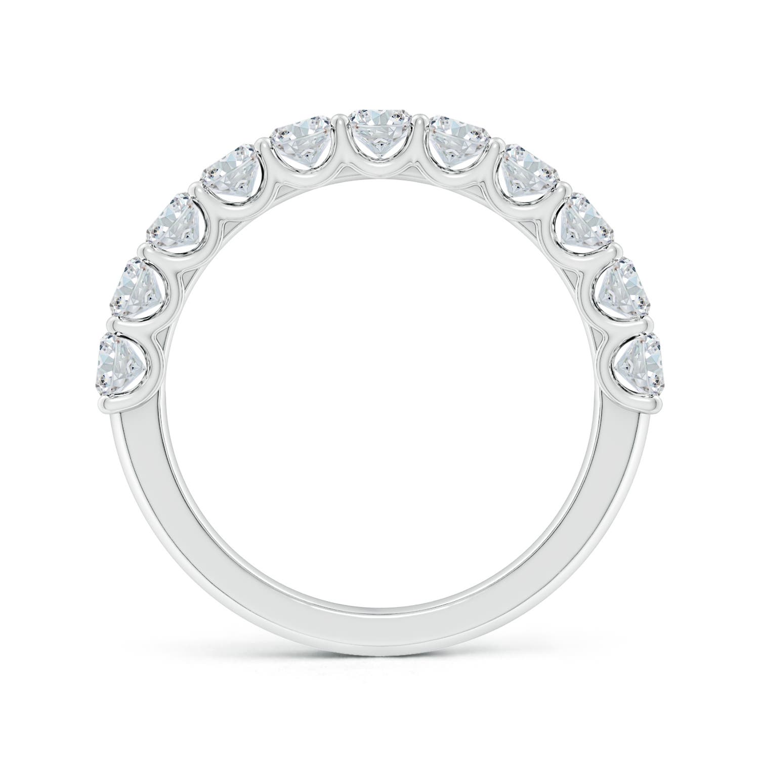 5x3mm FGVS Lab-Grown Shared Prong-Set Oval Diamond Half Eternity Wedding Band in 18CT White Gold - side 2