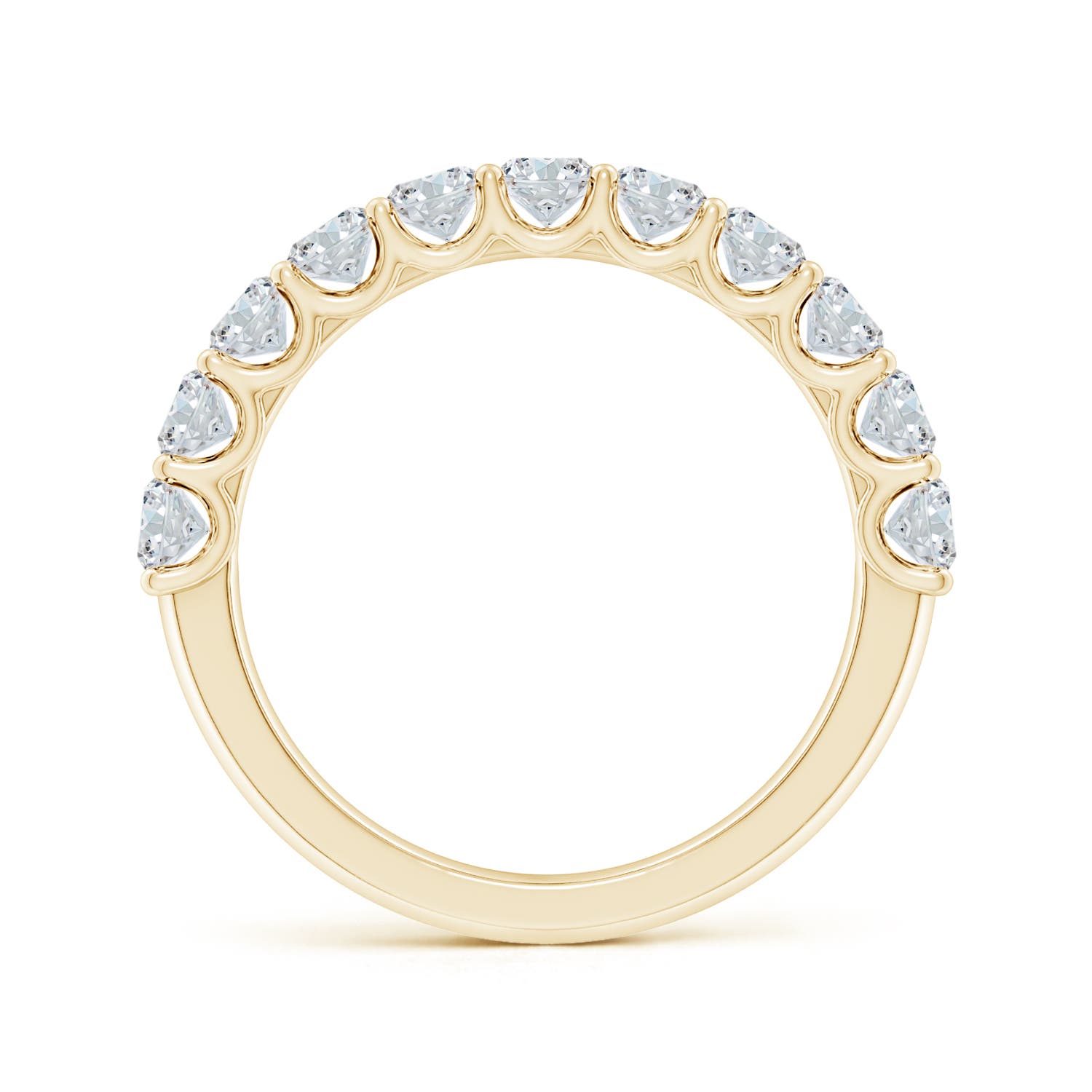 5x3mm FGVS Lab-Grown Shared Prong-Set Oval Diamond Half Eternity Wedding Band in 18K Yellow Gold - side 2