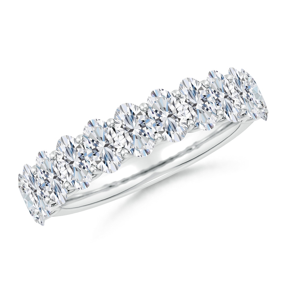 5x3mm FGVS Lab-Grown Shared Prong-Set Oval Diamond Half Eternity Wedding Band in White Gold 