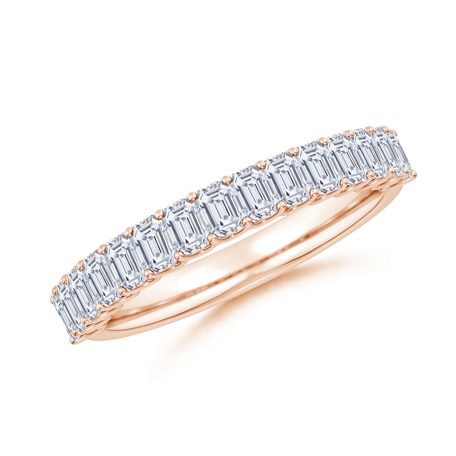 3x2mm FGVS Lab-Grown Shared Prong-Set Emerald-Cut Diamond Half Eternity Wedding Band in Rose Gold 