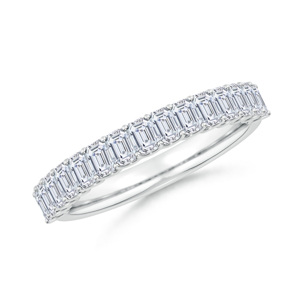 3x2mm FGVS Lab-Grown Shared Prong-Set Emerald-Cut Diamond Half Eternity Wedding Band in White Gold 