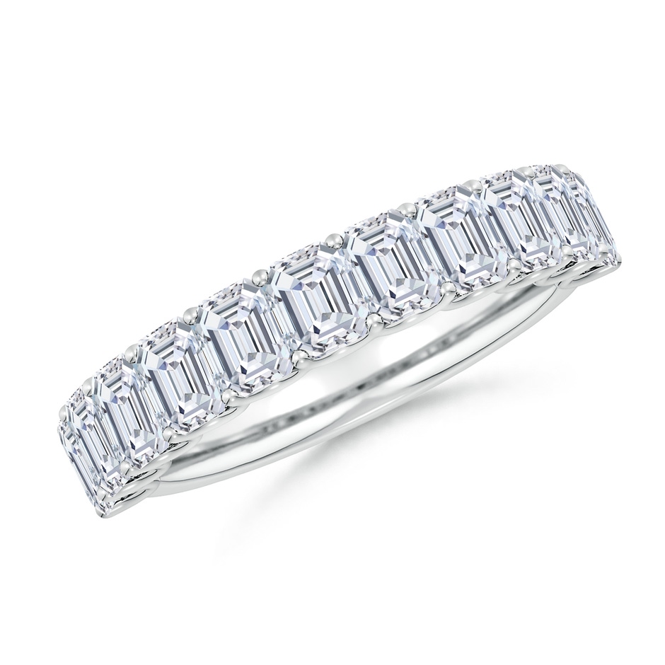 4x3mm FGVS Lab-Grown Shared Prong-Set Emerald-Cut Diamond Half Eternity Wedding Band in White Gold 