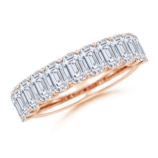 5x3mm FGVS Lab-Grown Shared Prong-Set Emerald-Cut Diamond Half Eternity Wedding Band in 18K Rose Gold