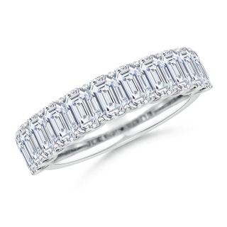 5x3mm FGVS Lab-Grown Shared Prong-Set Emerald-Cut Diamond Half Eternity Wedding Band in White Gold