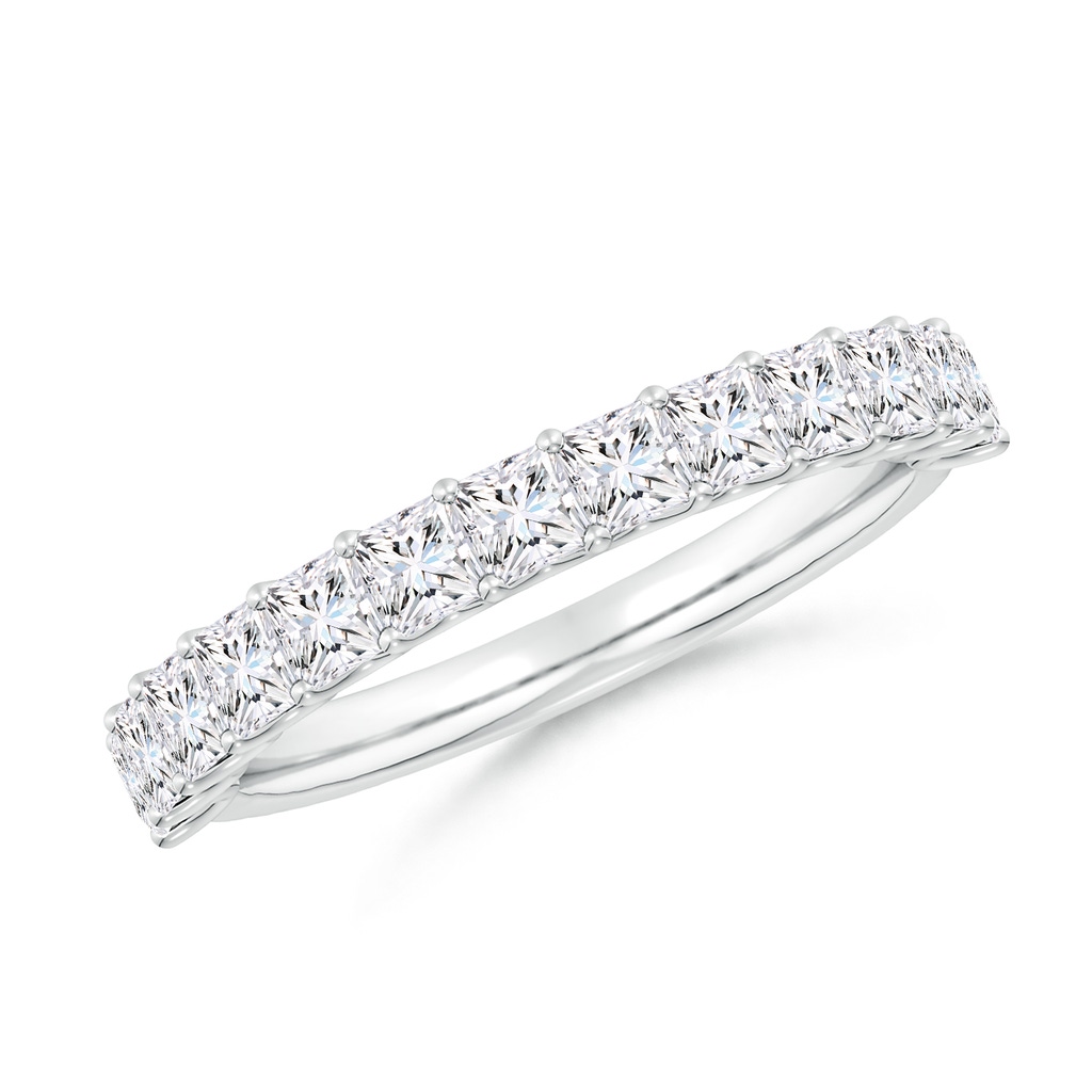 2.5mm FGVS Lab-Grown Shared Prong-Set Princess-Cut Diamond Half Eternity Wedding Band in White Gold 