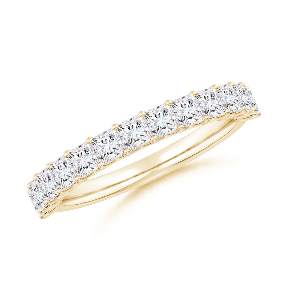 2.5mm FGVS Lab-Grown Shared Prong-Set Princess-Cut Diamond Half Eternity Wedding Band in Yellow Gold 