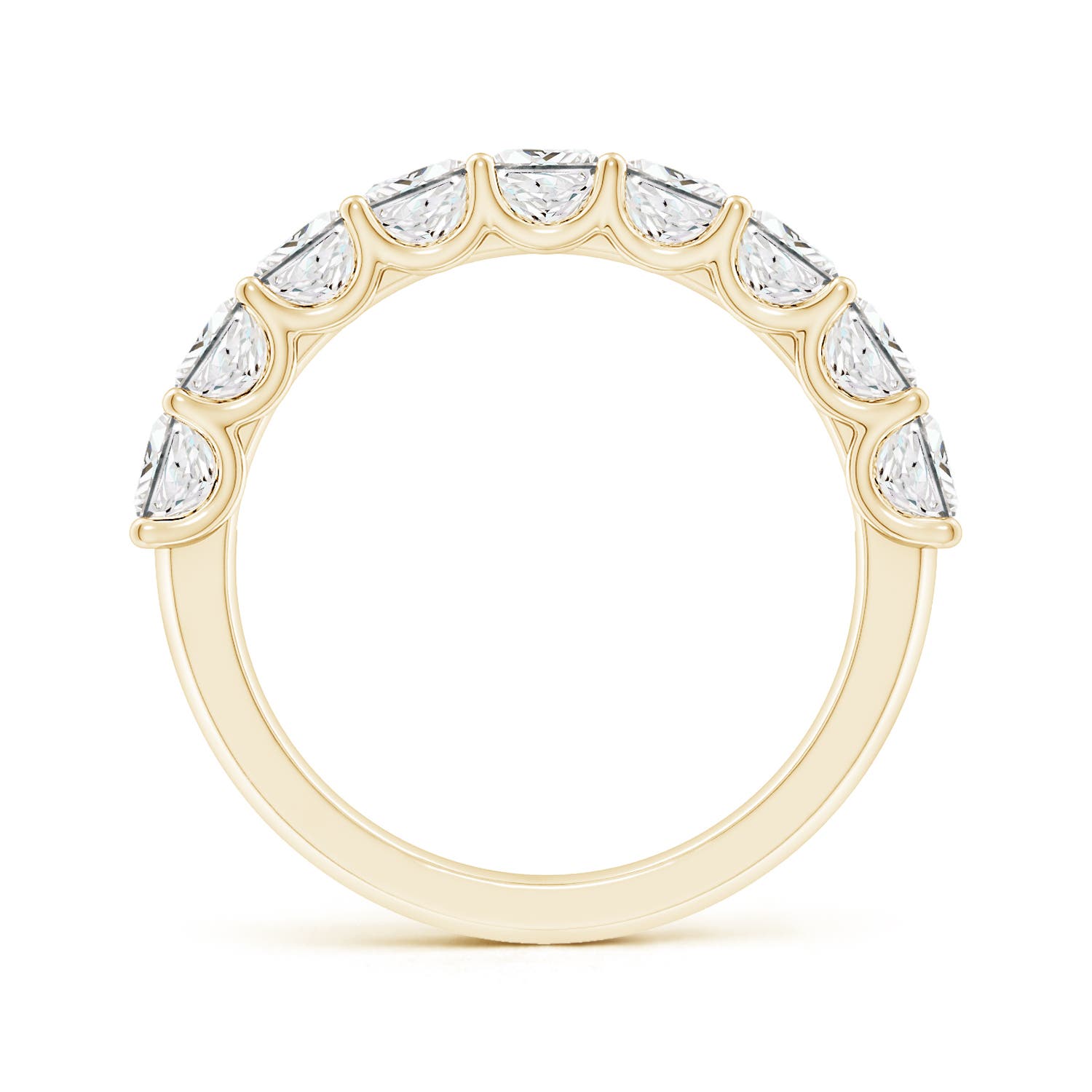 3.5mm FGVS Lab-Grown Shared Prong-Set Princess-Cut Diamond Half Eternity Wedding Band in 18K Yellow Gold