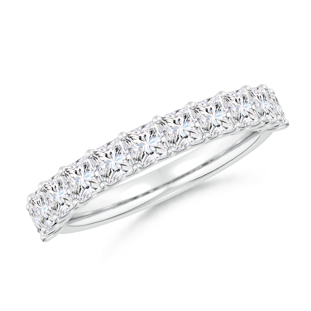 3mm FGVS Lab-Grown Shared Prong-Set Princess-Cut Diamond Half Eternity Wedding Band in P950 Platinum