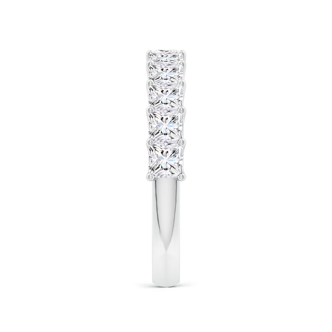 3mm FGVS Lab-Grown Shared Prong-Set Princess-Cut Diamond Half Eternity Wedding Band in P950 Platinum - side 3