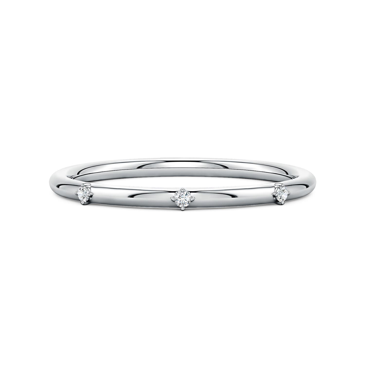 1.2mm DEVVS Round Lab-Grown Diamond Three-Stone Station Ring in S999 Silver