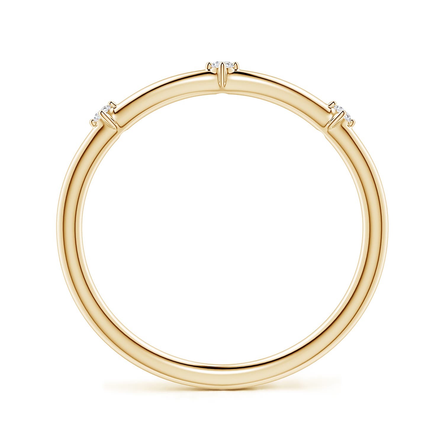 1.5mm FGVS Round Lab-Grown Diamond Three-Stone Station Ring in Yellow Gold - side 3