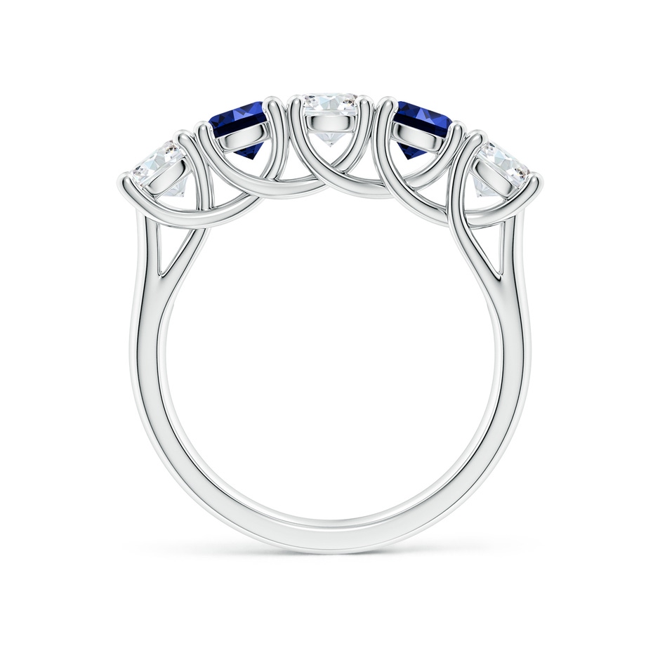 4.2mm FGVS Lab-Grown Half Eternity 5 Stone Diamond and Sapphire Wedding Band in S999 Silver side 199