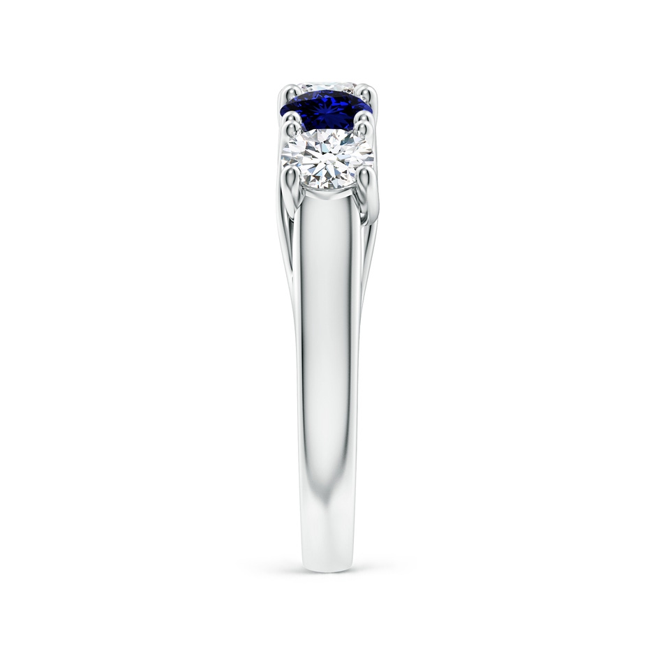 4.2mm FGVS Lab-Grown Half Eternity 5 Stone Diamond and Sapphire Wedding Band in S999 Silver side 299