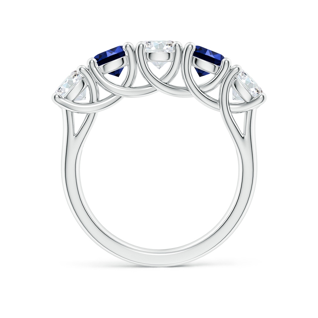 4.8mm FGVS Lab-Grown Half Eternity 5 Stone Diamond and Sapphire Wedding Band in White Gold - side 199