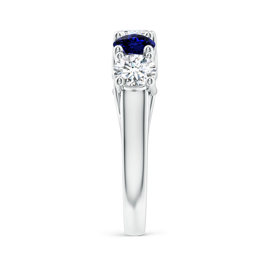 4.8mm FGVS Lab-Grown Half Eternity 5 Stone Diamond and Sapphire Wedding Band in White Gold side 299