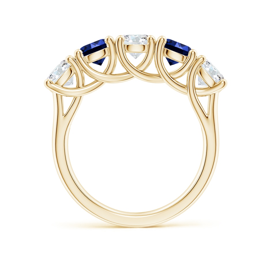 4.8mm FGVS Lab-Grown Half Eternity 5 Stone Diamond and Sapphire Wedding Band in Yellow Gold side 199
