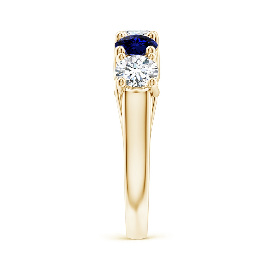 4.8mm FGVS Lab-Grown Half Eternity 5 Stone Diamond and Sapphire Wedding Band in Yellow Gold side 299
