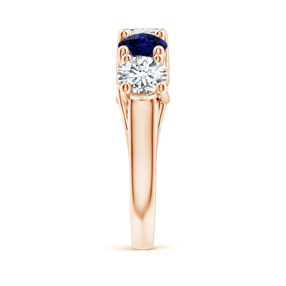5.1mm FGVS Lab-Grown Half Eternity 5 Stone Diamond and Sapphire Wedding Band in Rose Gold side 299