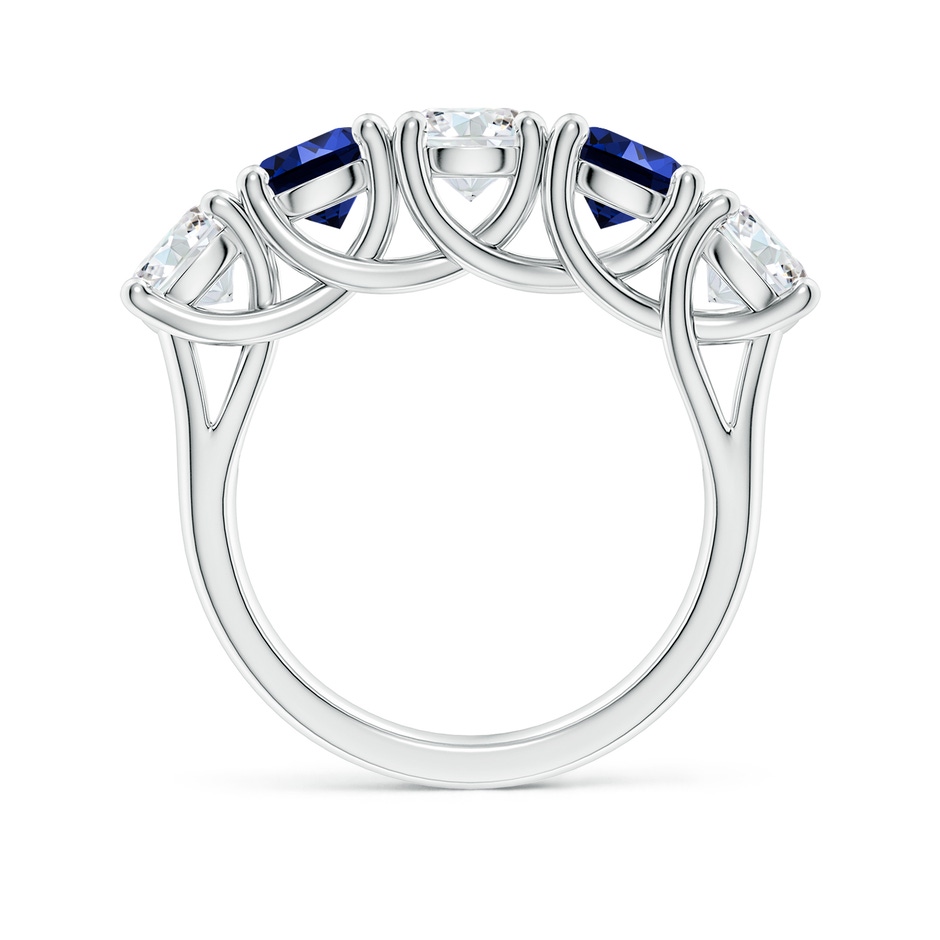 5.1mm FGVS Lab-Grown Half Eternity 5 Stone Diamond and Sapphire Wedding Band in S999 Silver side 199