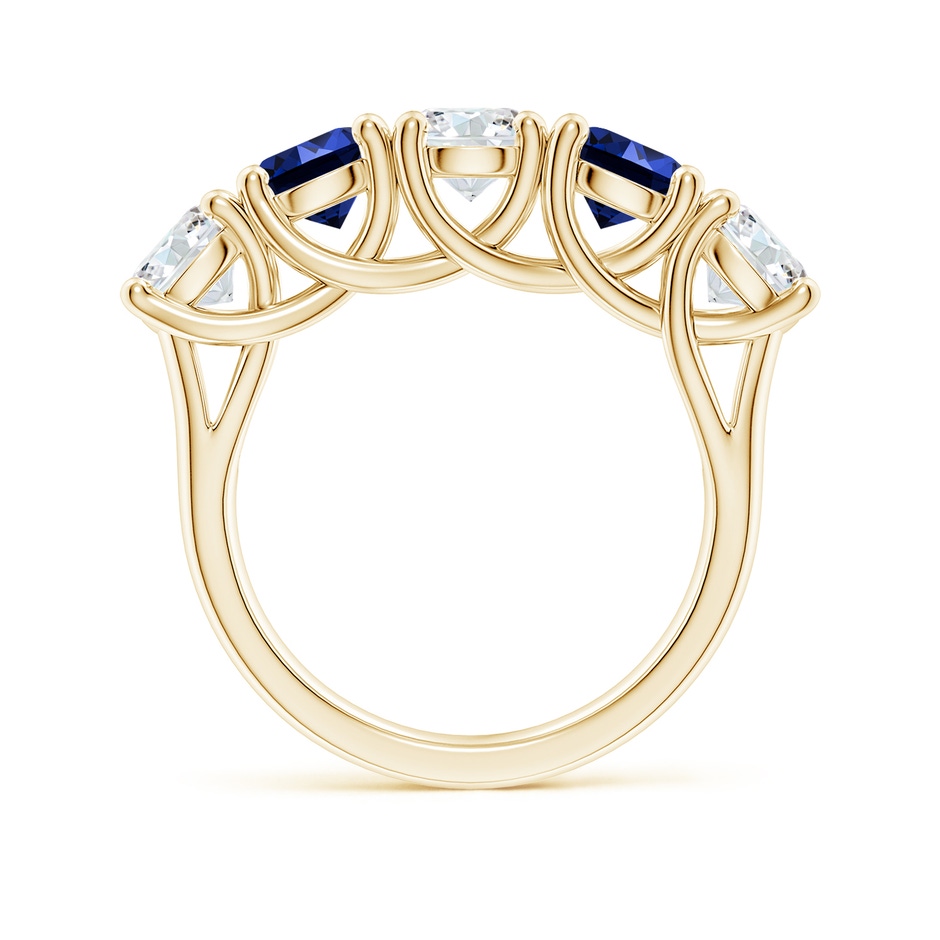 5.1mm FGVS Lab-Grown Half Eternity 5 Stone Diamond and Sapphire Wedding Band in Yellow Gold side 199