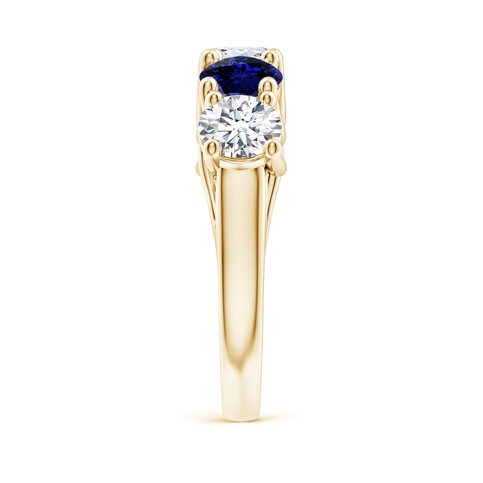5.1mm FGVS Lab-Grown Half Eternity 5 Stone Diamond and Sapphire Wedding Band in Yellow Gold side 299