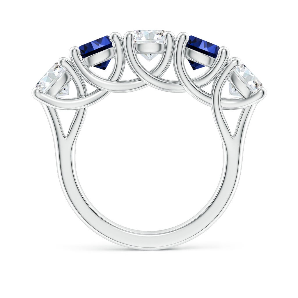 5.9mm FGVS Lab-Grown Half Eternity 5 Stone Diamond and Sapphire Wedding Band in S999 Silver - side 199