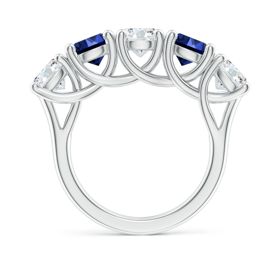 5.9mm FGVS Lab-Grown Half Eternity 5 Stone Diamond and Sapphire Wedding Band in White Gold side 199