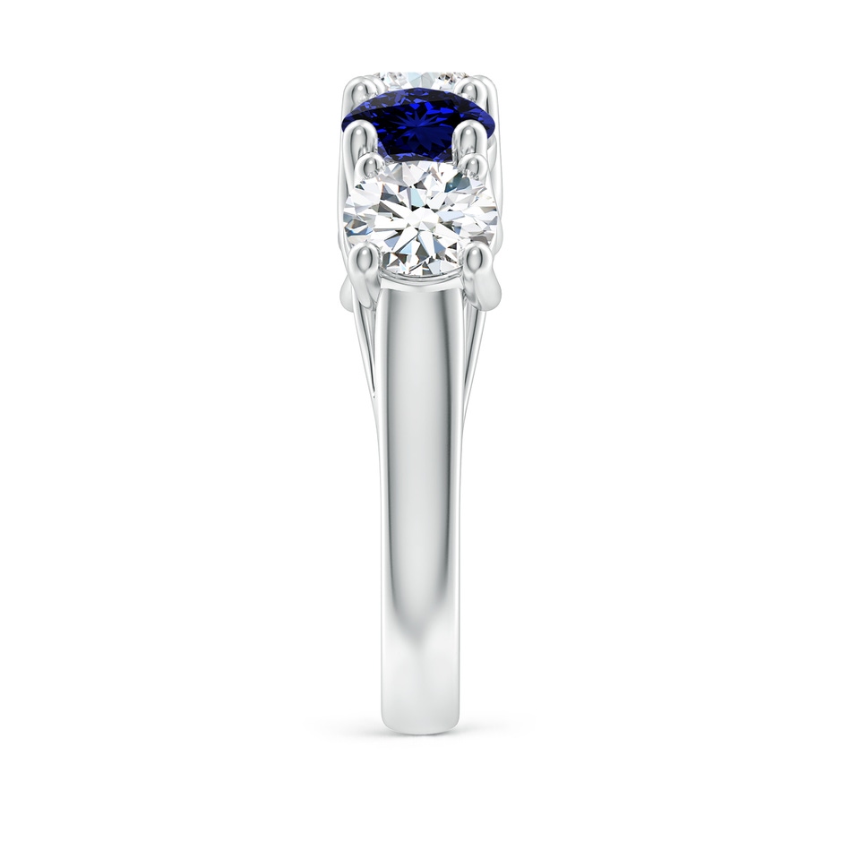 5.9mm FGVS Lab-Grown Half Eternity 5 Stone Diamond and Sapphire Wedding Band in White Gold side 299