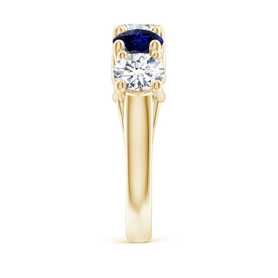 5.9mm FGVS Lab-Grown Half Eternity 5 Stone Diamond and Sapphire Wedding Band in Yellow Gold side 299