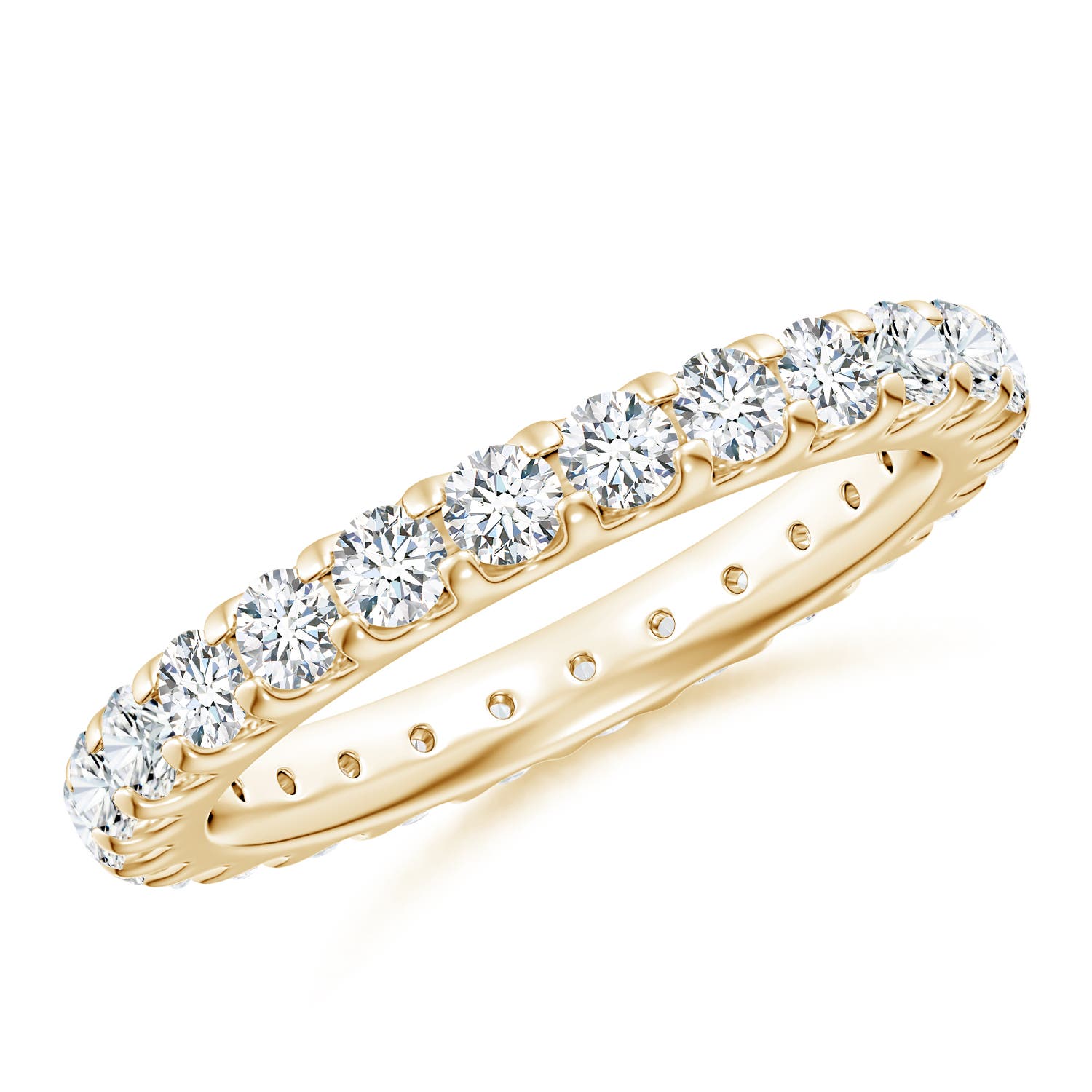 2.8mm FGVS Lab-Grown Shared Prong-Set Diamond Eternity Wedding Band for Her in 55 18K Yellow Gold