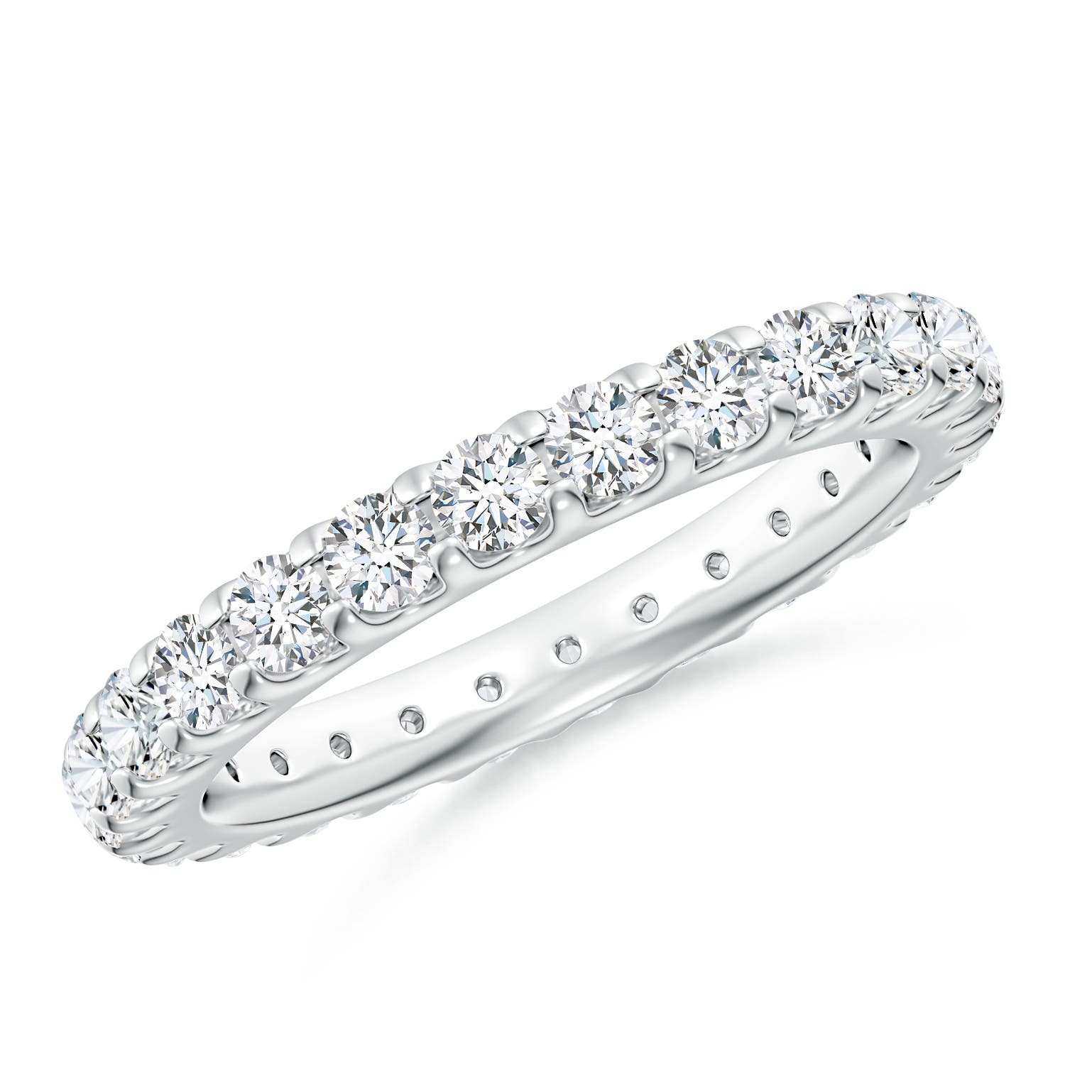2.8mm FGVS Lab-Grown Shared Prong-Set Diamond Eternity Wedding Band for Her in 65 18K White Gold